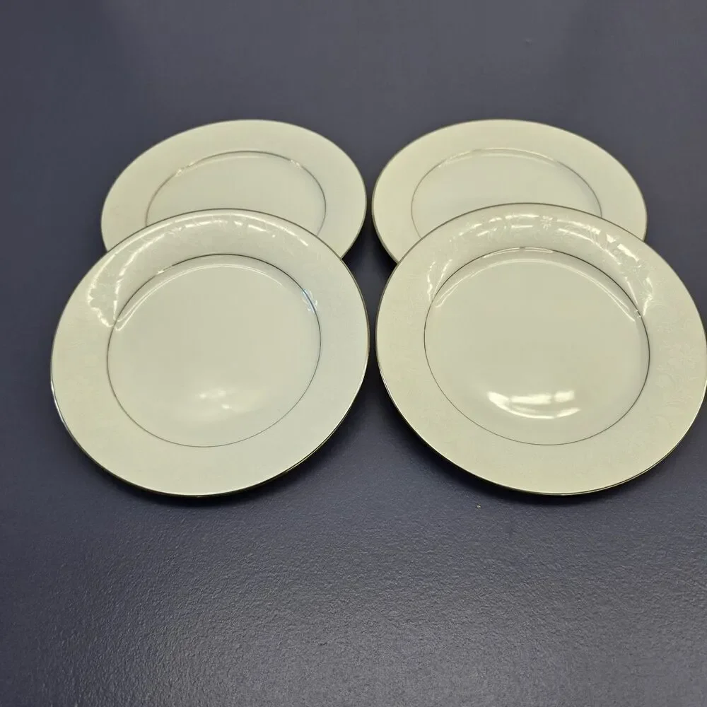 Noritake Vintage 6909 Ranier Set Of 4 Silver-Lined Salad/ Sides Plates